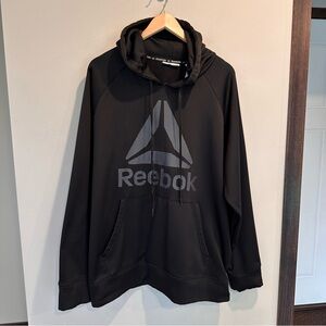 Reebok Men’s Black Hooded Pullover Sweatshirt Drawstring Casual Outdoor Winter